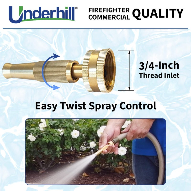 Underhill PowerBlast MultiMax Garden Water Hose Nozzle Adjustable, 7 GPM 80 PSI, 3/4-Inch Thread Inlet, High Pressure Heavy-Duty Brass, GNA-75 - Image 3